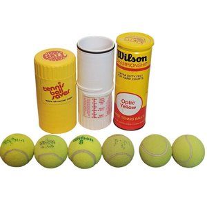 Vintage Tennis Balls Wilson Can Metal Tennis Ball Saver Plastic 6 Balls Used
